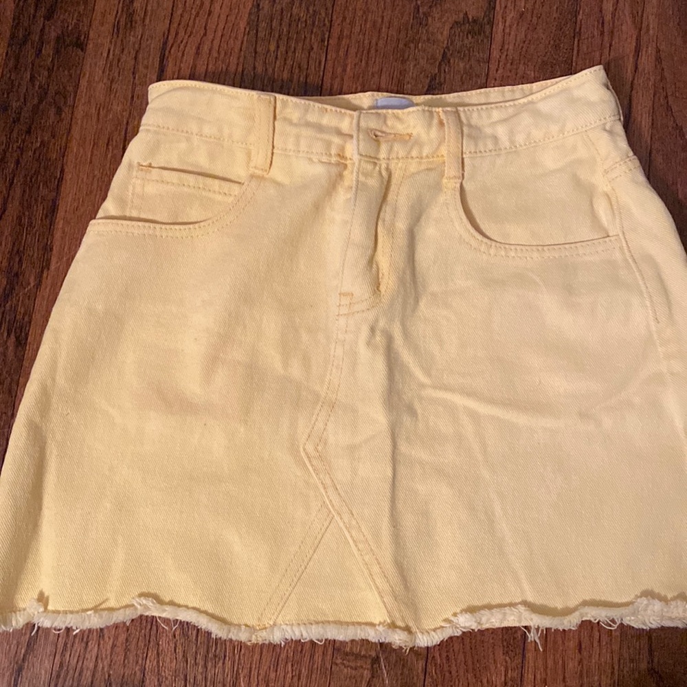 PRINCESS POLLY: yellow denim mini skirt